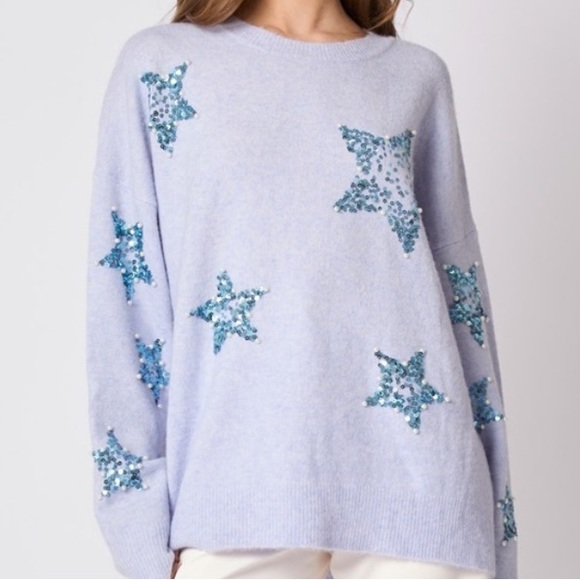 Fantastic Fawn Pastel Sweater with Sparkling Stars - Picture 2 of 9